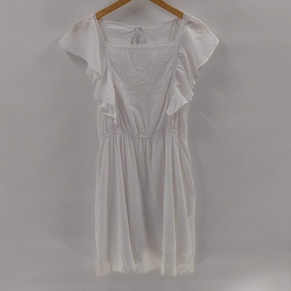 Old Navy Waist Defined Flutter Sleeve Tie Back Mini Dress Size Medium Eyelet